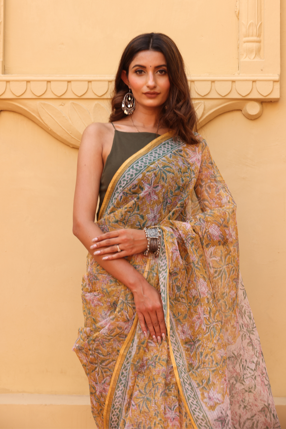 Radiant Golden Yellow Kota Doria Saree – Light, Breezy & Elegantly Traditional