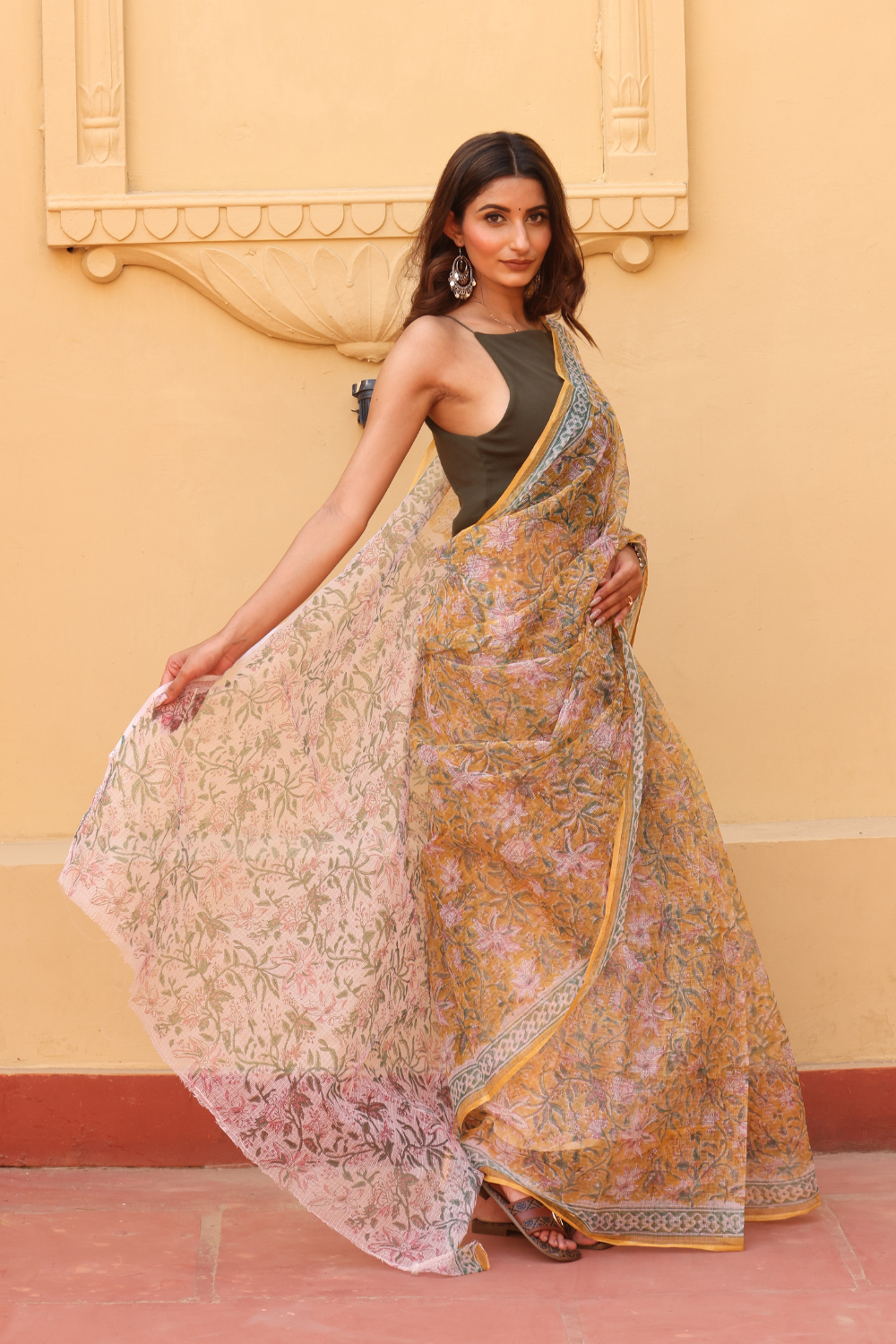 Radiant Golden Yellow Kota Doria Saree – Light, Breezy & Elegantly Traditional