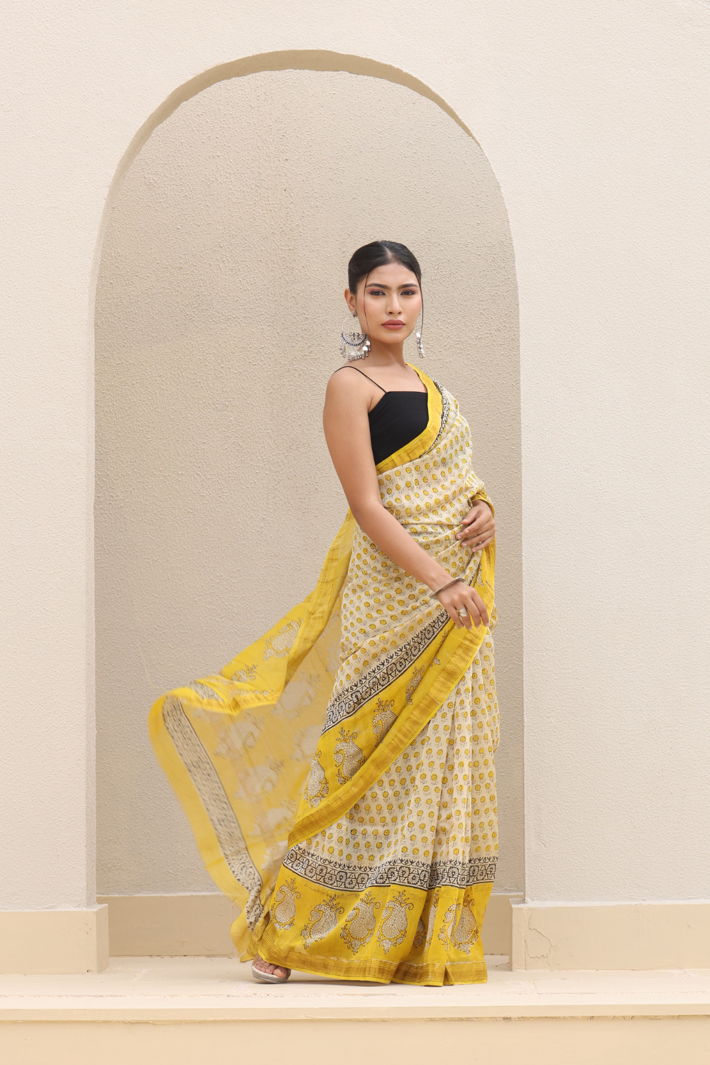 Radiant Yellow Chanderi Silk Saree