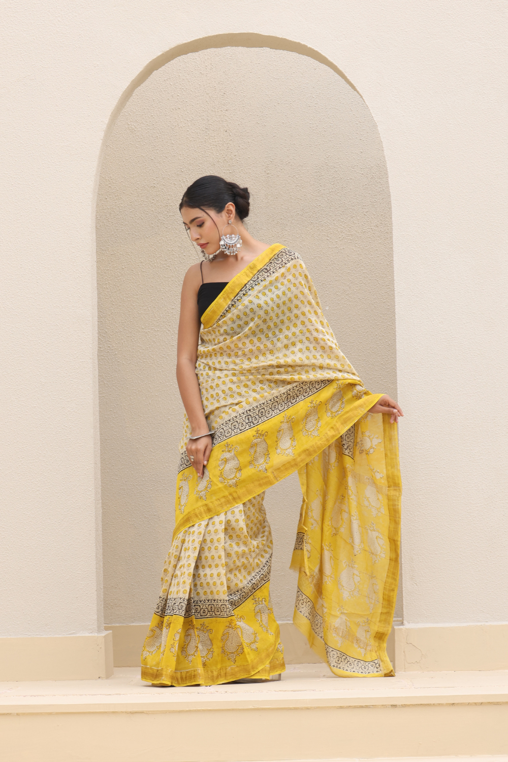 Radiant Yellow Chanderi Silk Saree