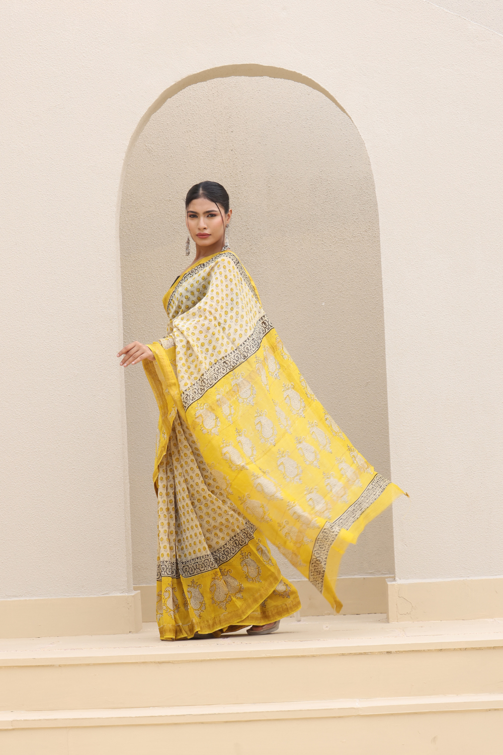 Radiant Yellow Chanderi Silk Saree