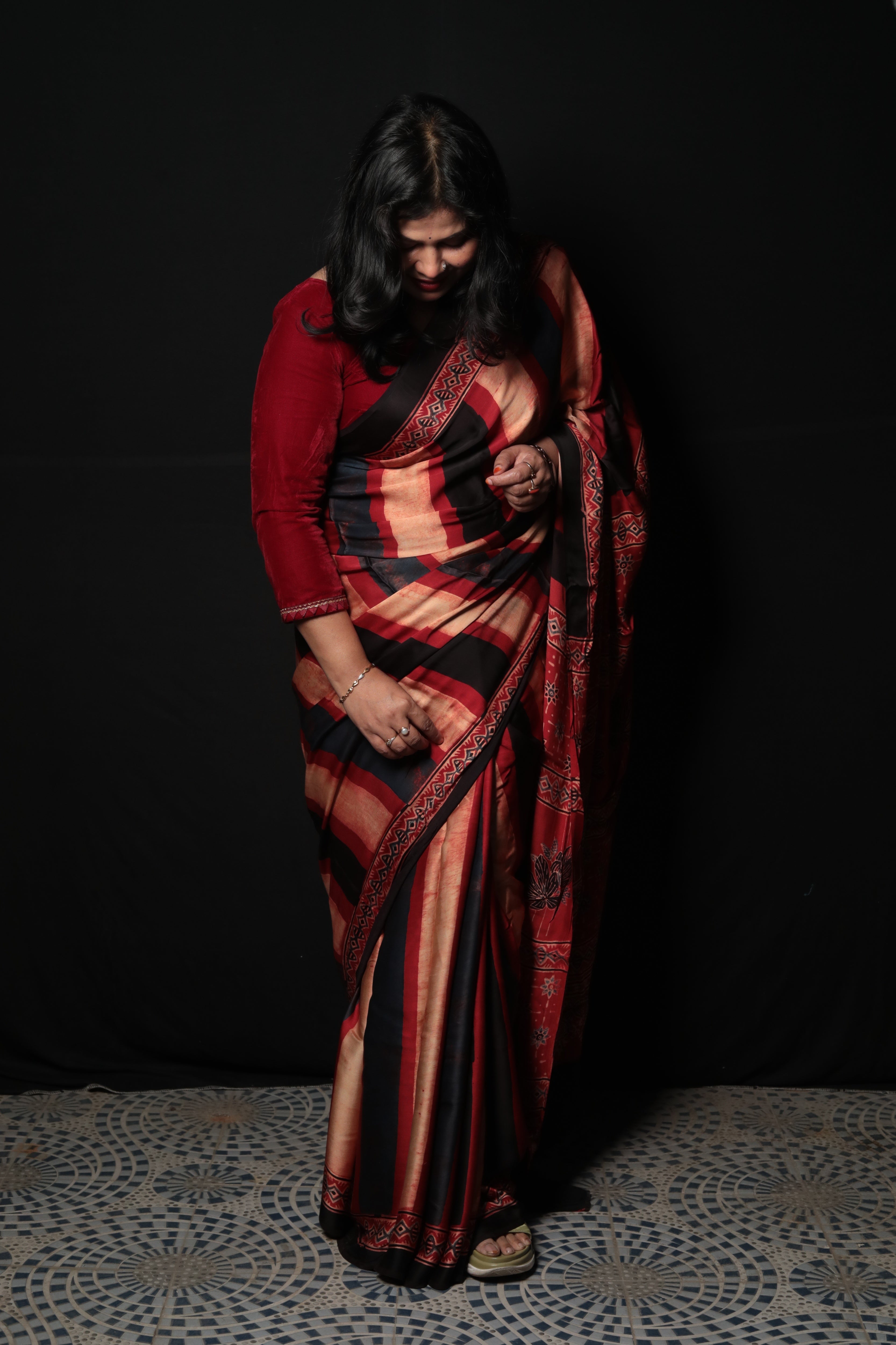 Pure Modal Silk Ajrakh Print Saree