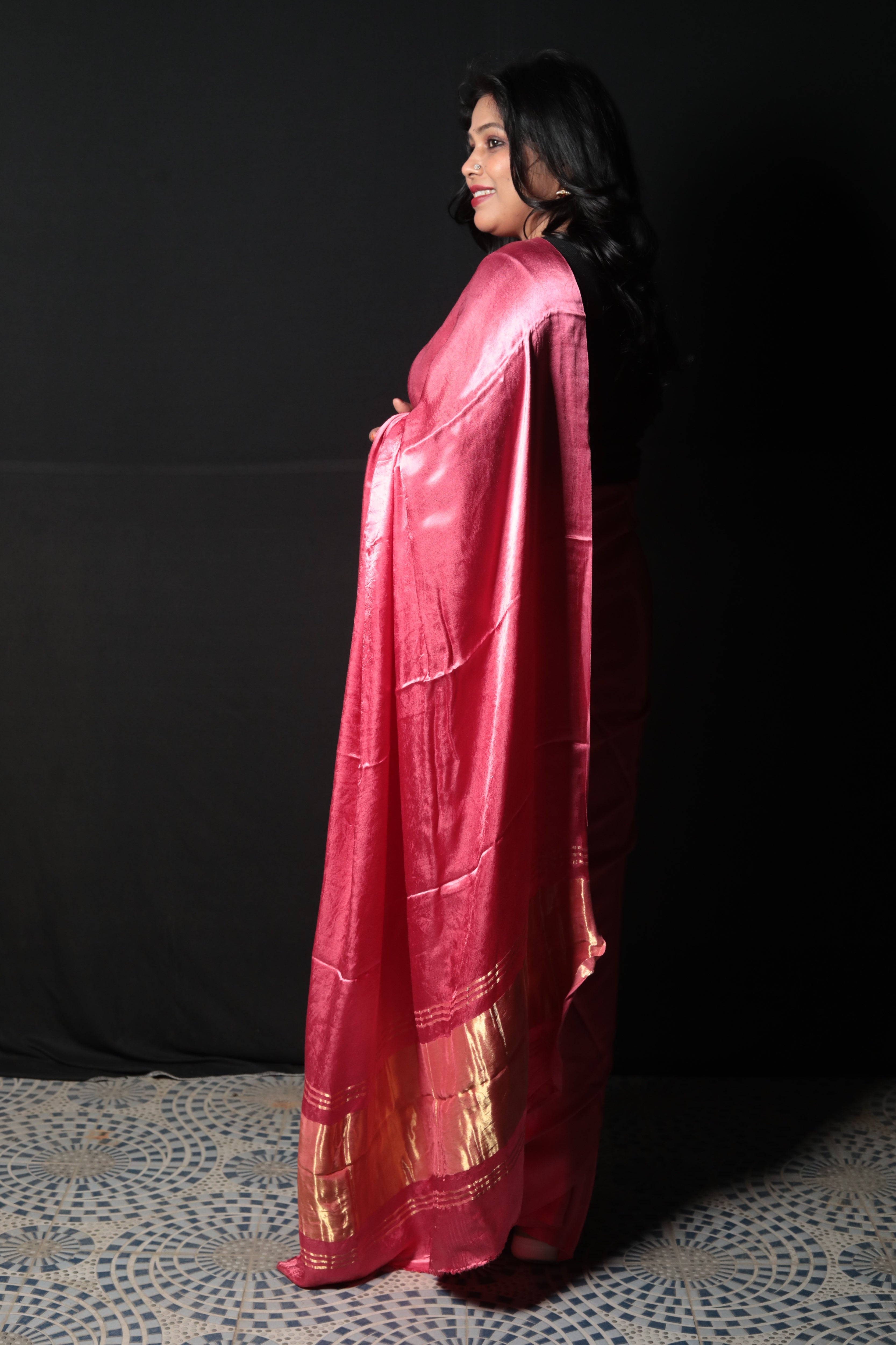 Plain Gajji Silk Saree with Zari Palla
