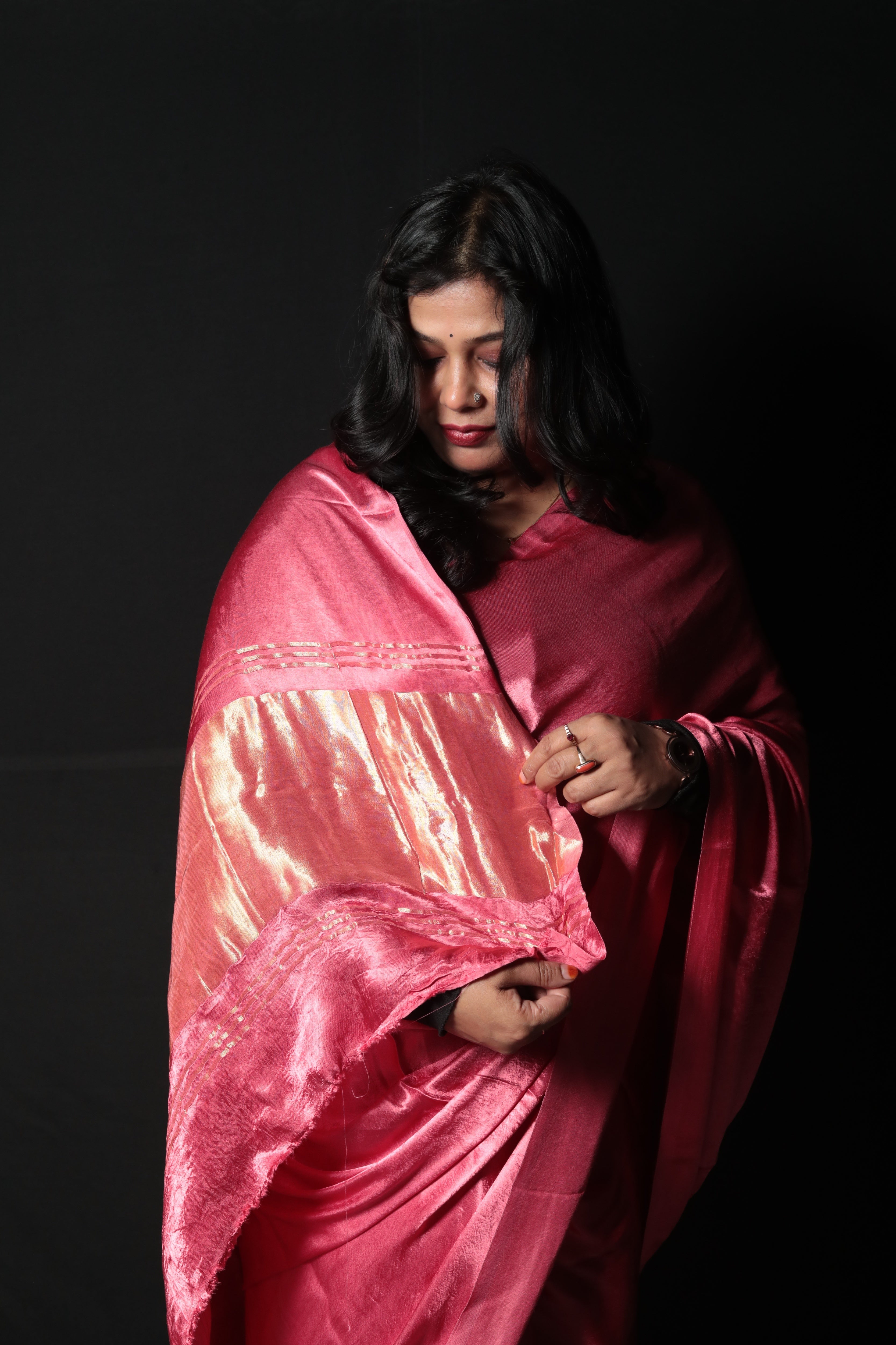 Plain Gajji Silk Saree with Zari Palla