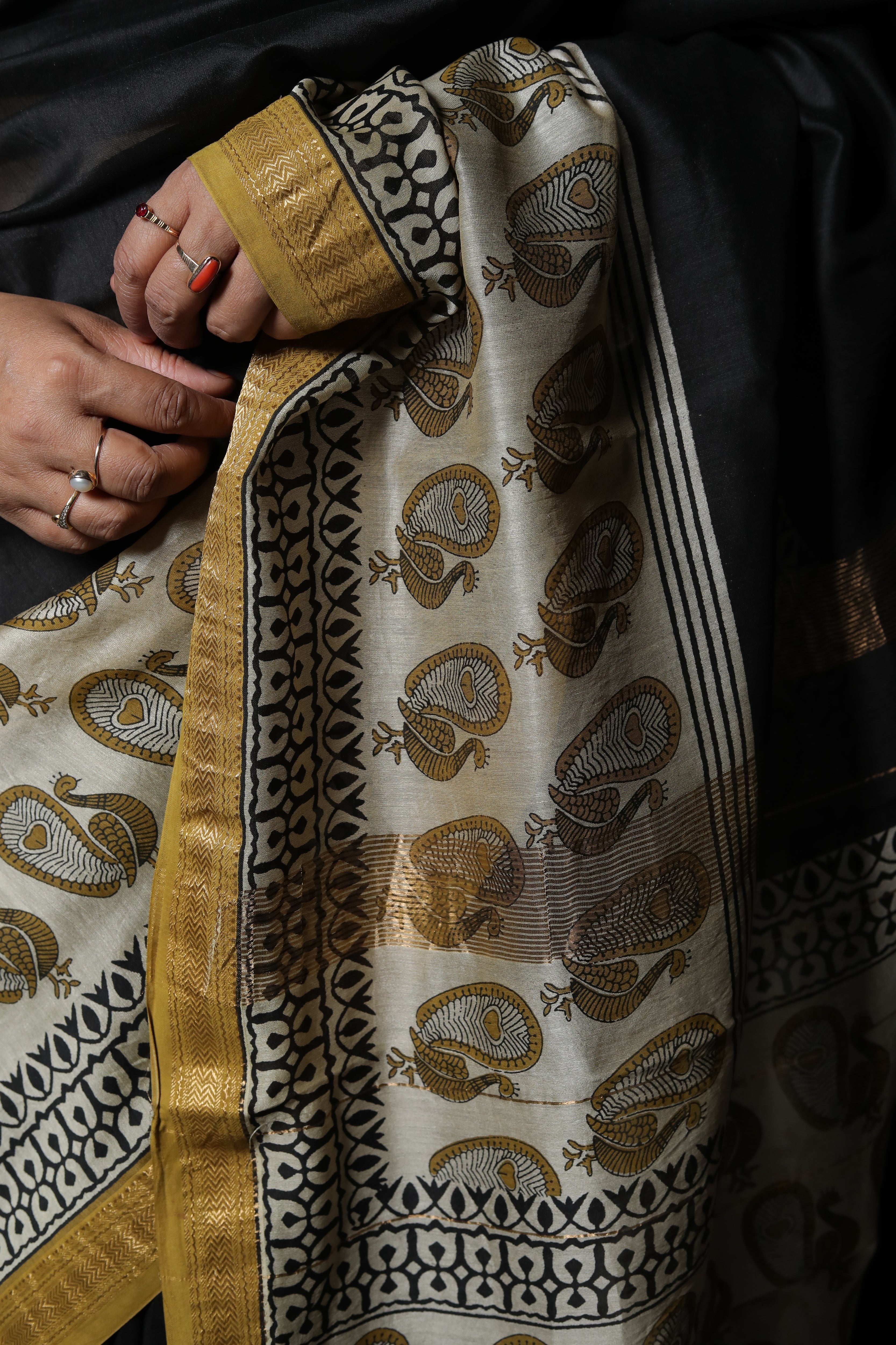 Pure Maheshwari Silk Hand Block Print Saree