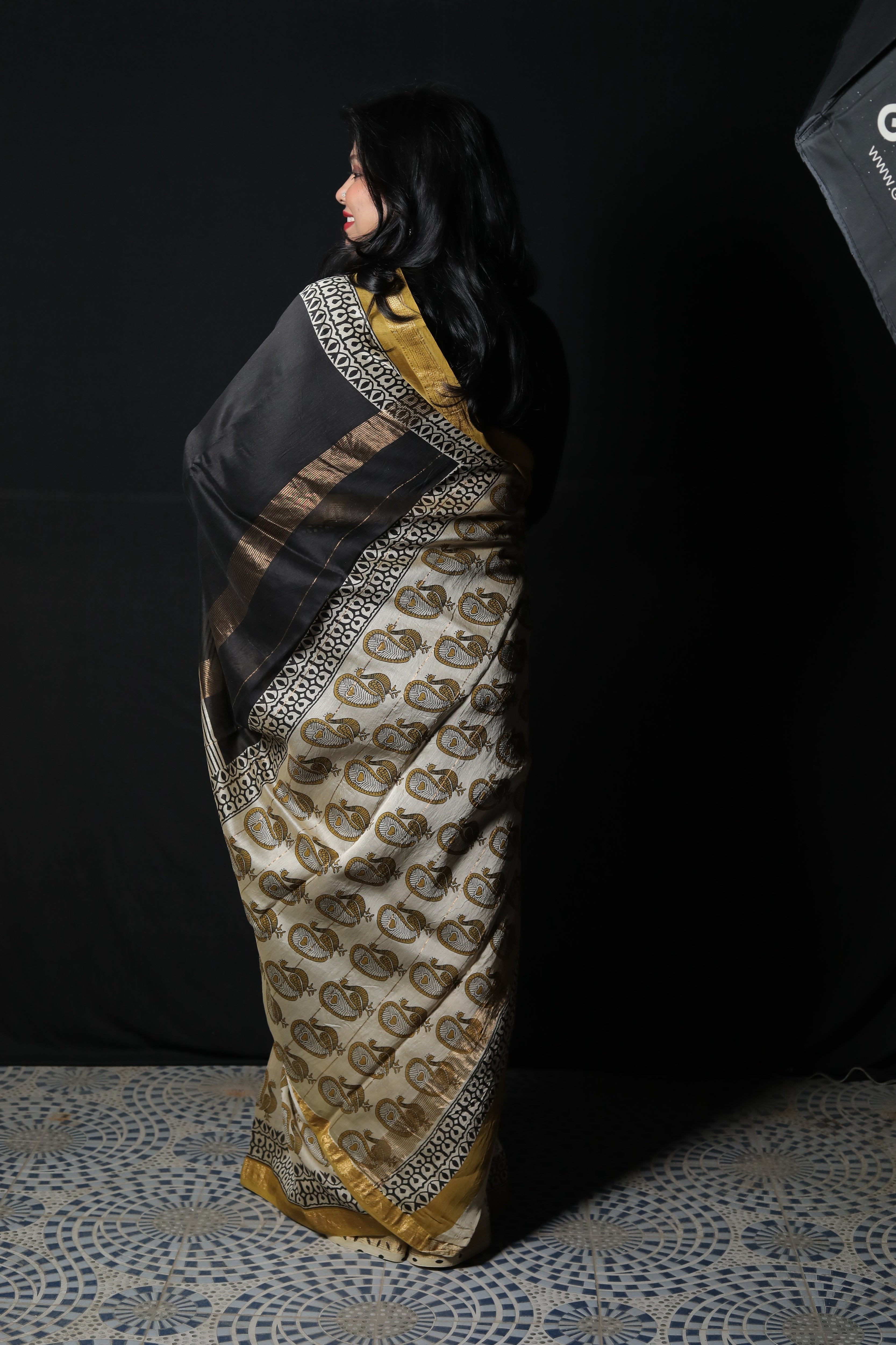 Pure Maheshwari Silk Hand Block Print Saree