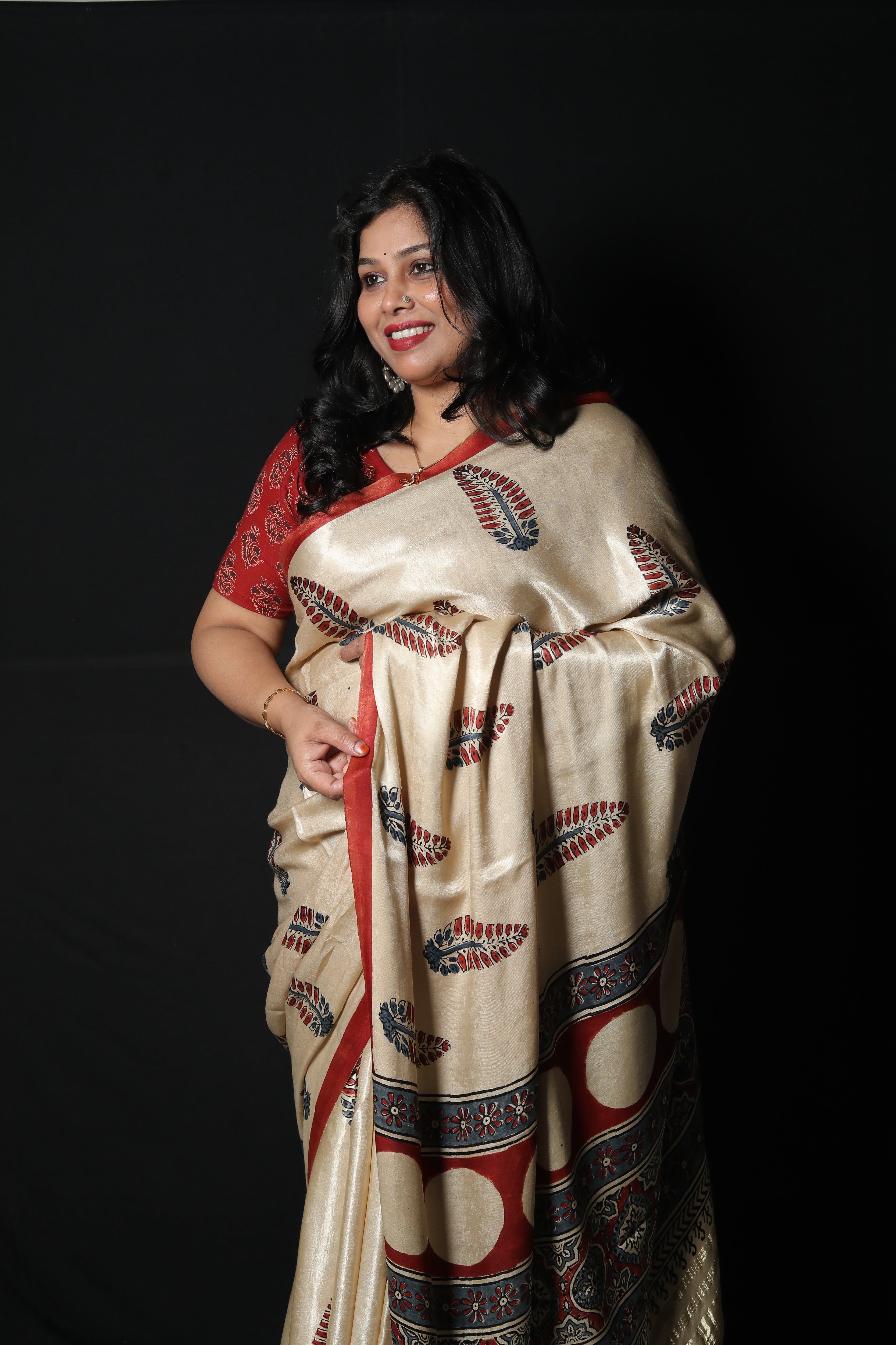 Pure Gajji Silk Ajrakh Print Saree