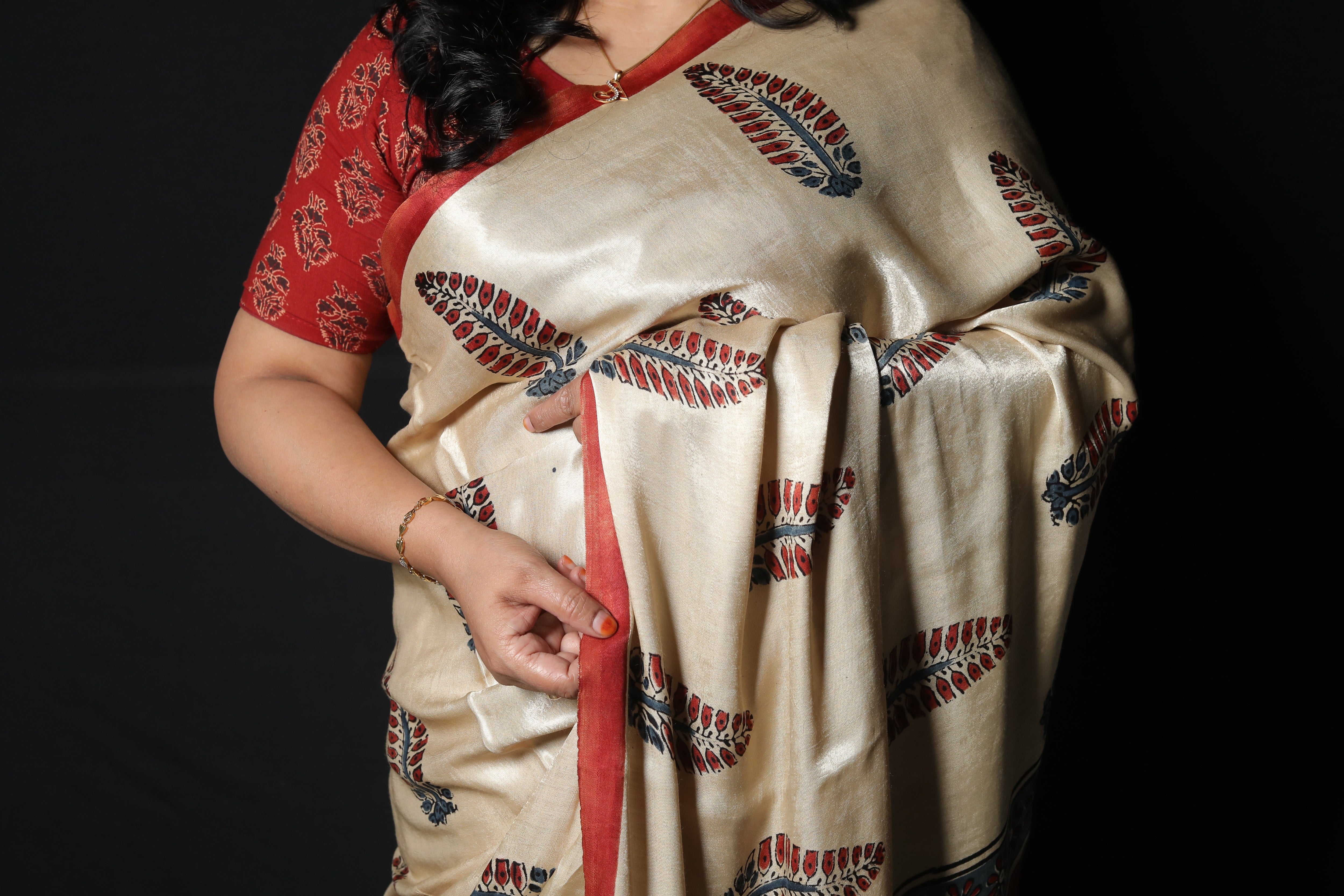 Pure Gajji Silk Ajrakh Print Saree