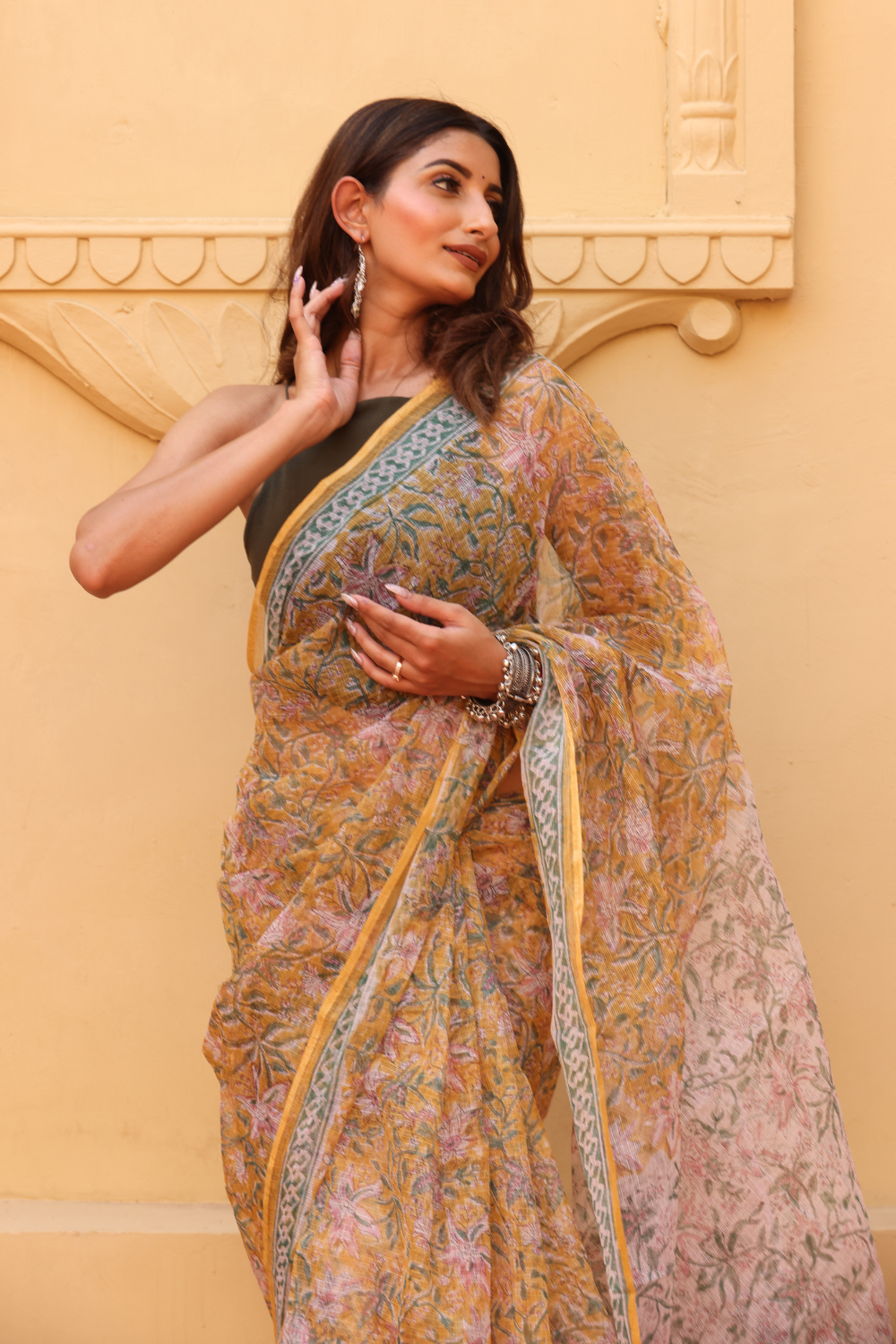 Radiant Golden Yellow Kota Doria Saree – Light, Breezy & Elegantly Traditional
