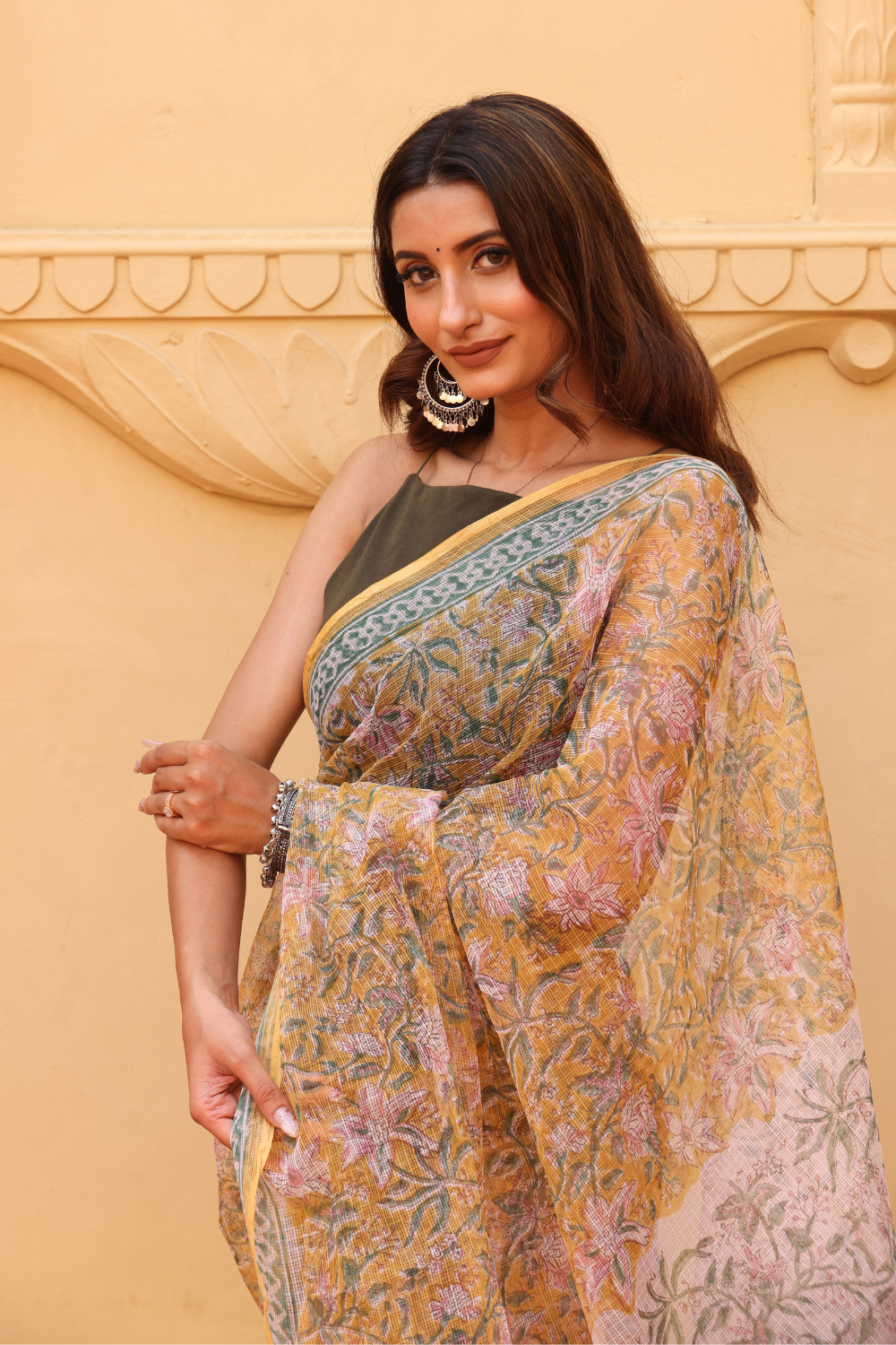 Radiant Golden Yellow Kota Doria Saree – Light, Breezy & Elegantly Traditional
