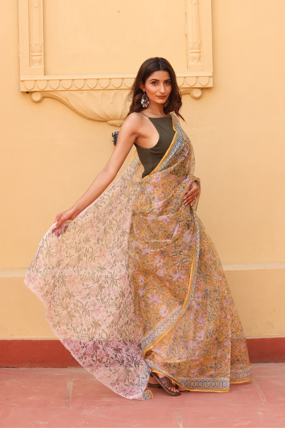 Radiant Golden Yellow Kota Doria Saree – Light, Breezy & Elegantly Traditional