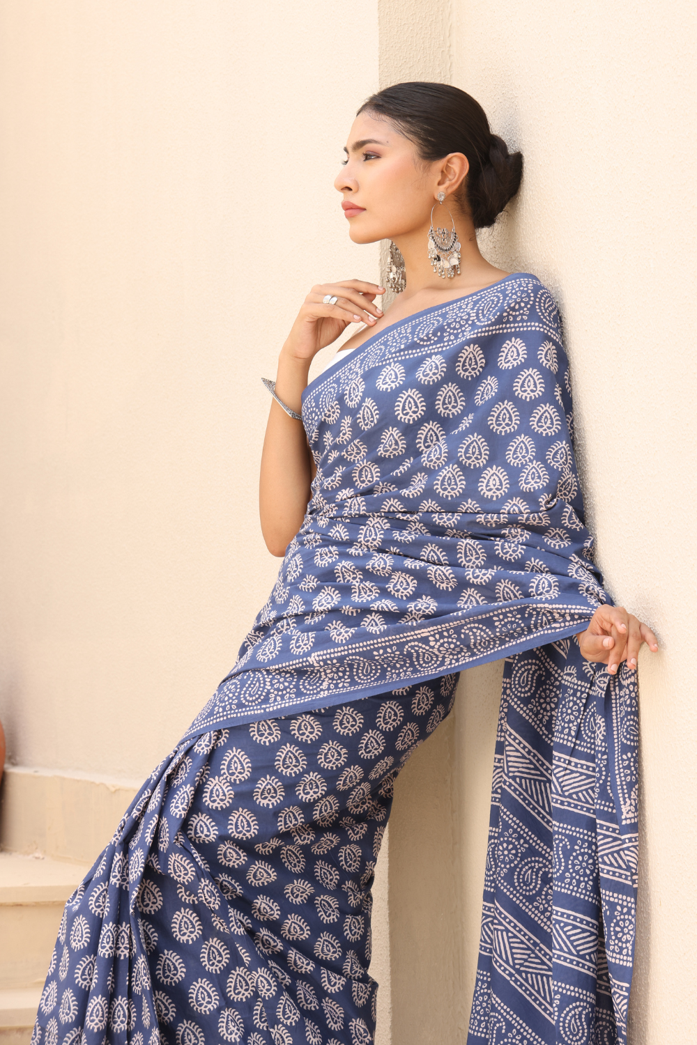 Serene Blue Cotton Saree – Breathable, Elegant & Everyday Chic