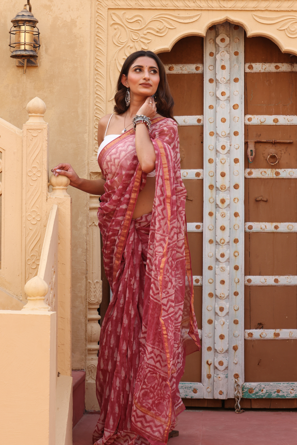 Rich Maroon Kota Doria Saree – Elegant, Lightweight & Timeless Tradition