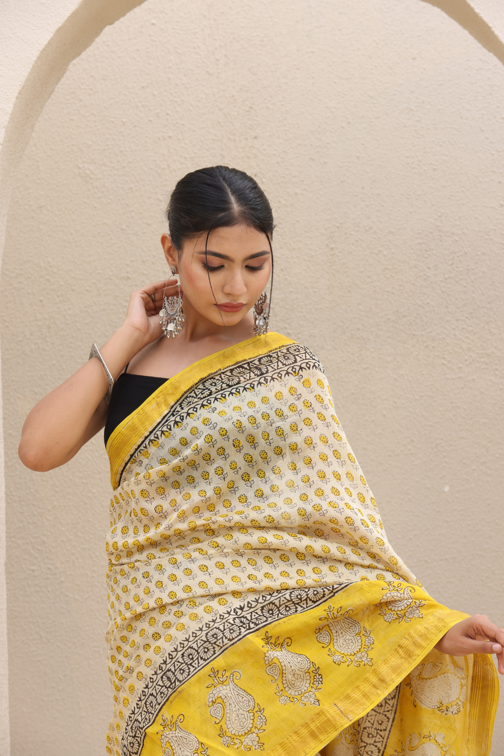 Radiant Yellow Chanderi Silk Saree