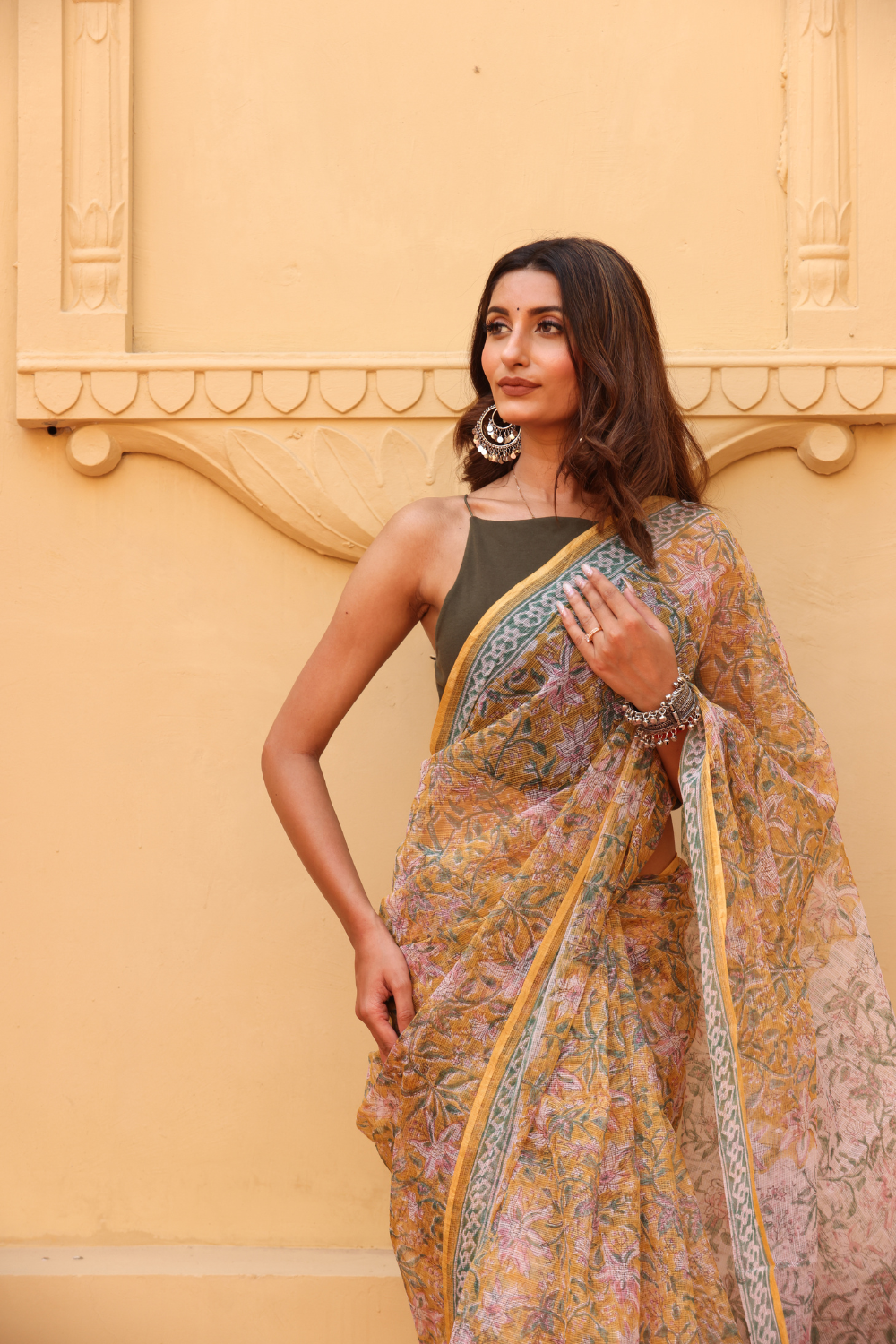 Radiant Golden Yellow Kota Doria Saree – Light, Breezy & Elegantly Traditional