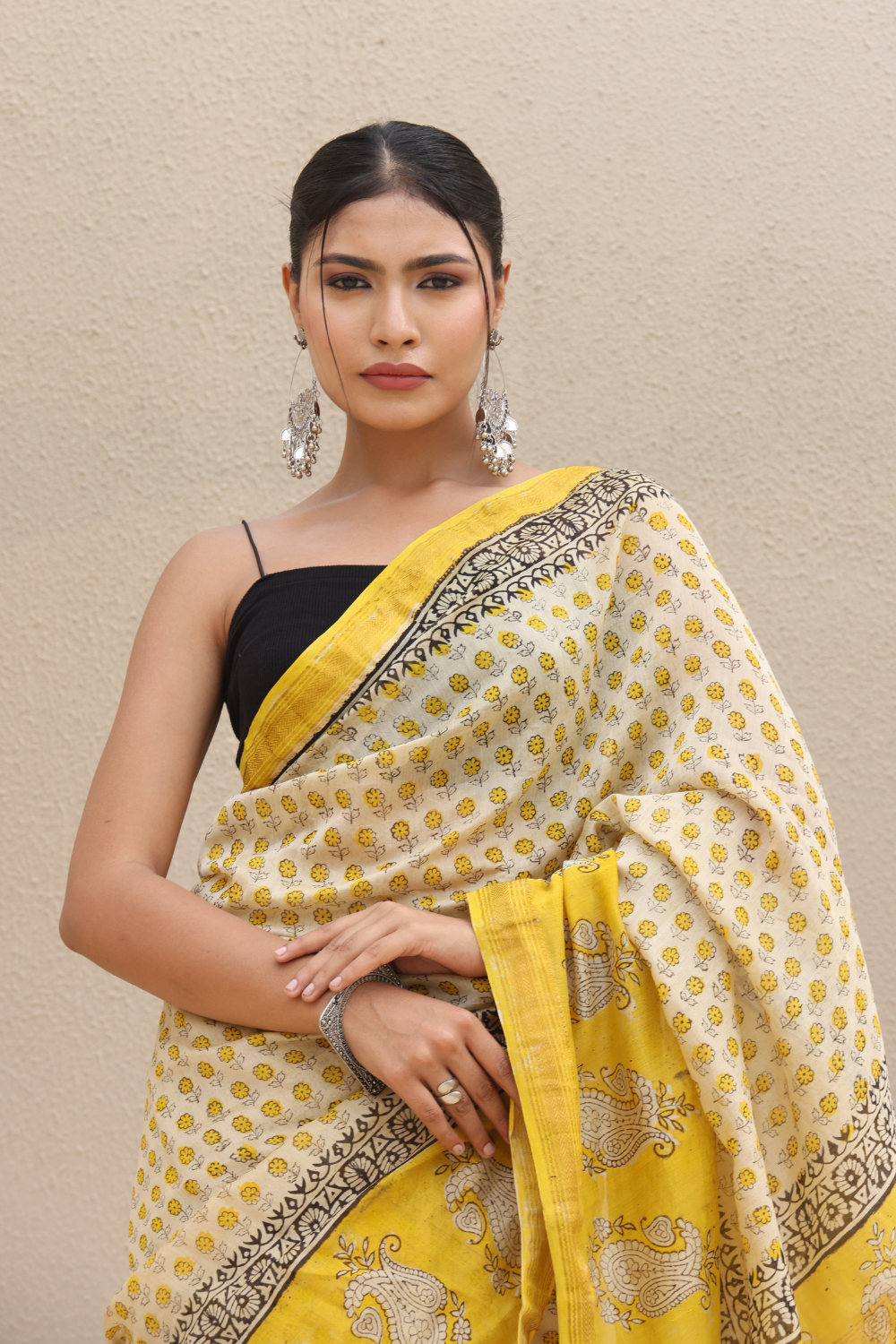 Radiant Yellow Chanderi Silk Saree