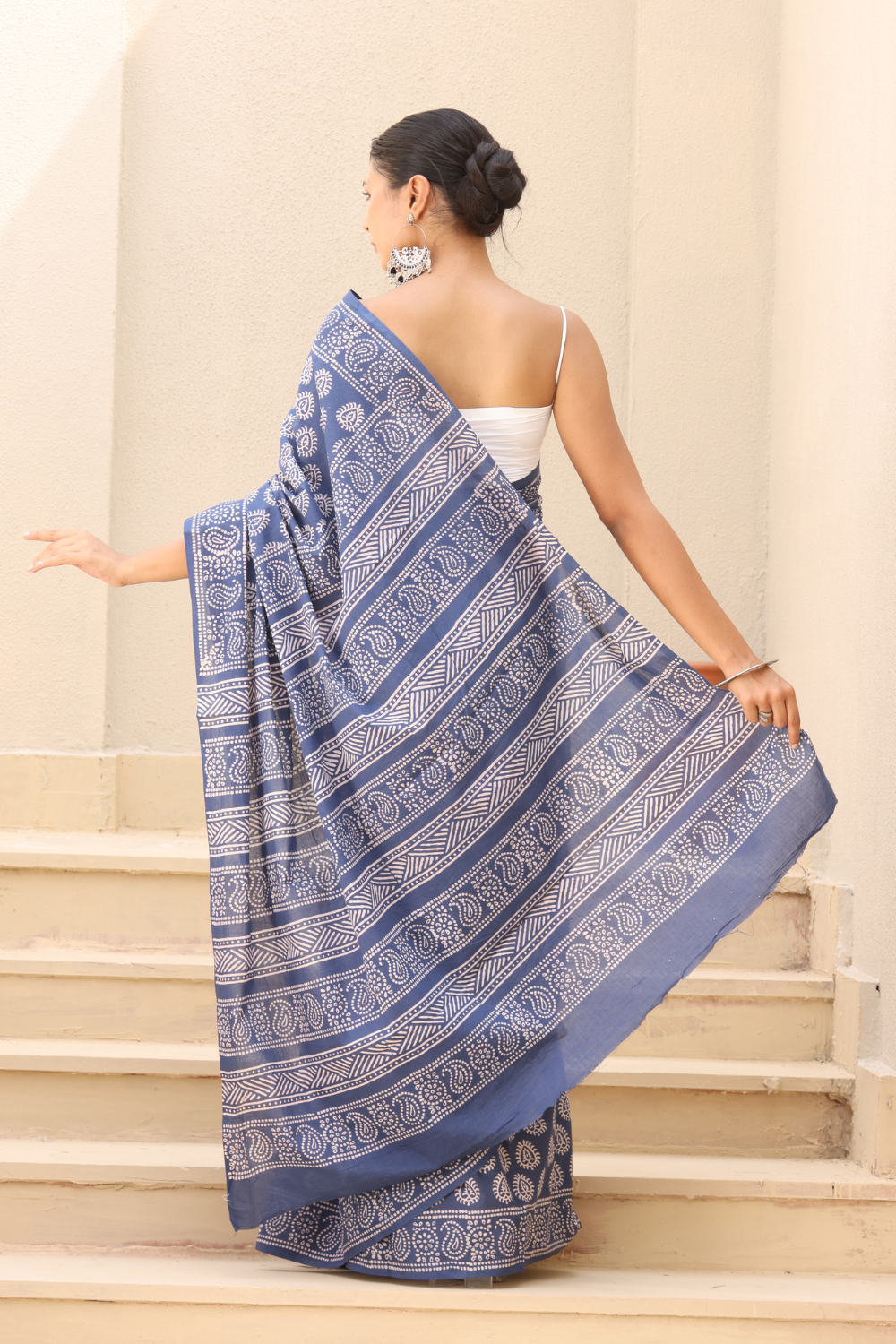 Serene Blue Cotton Saree – Breathable, Elegant & Everyday Chic