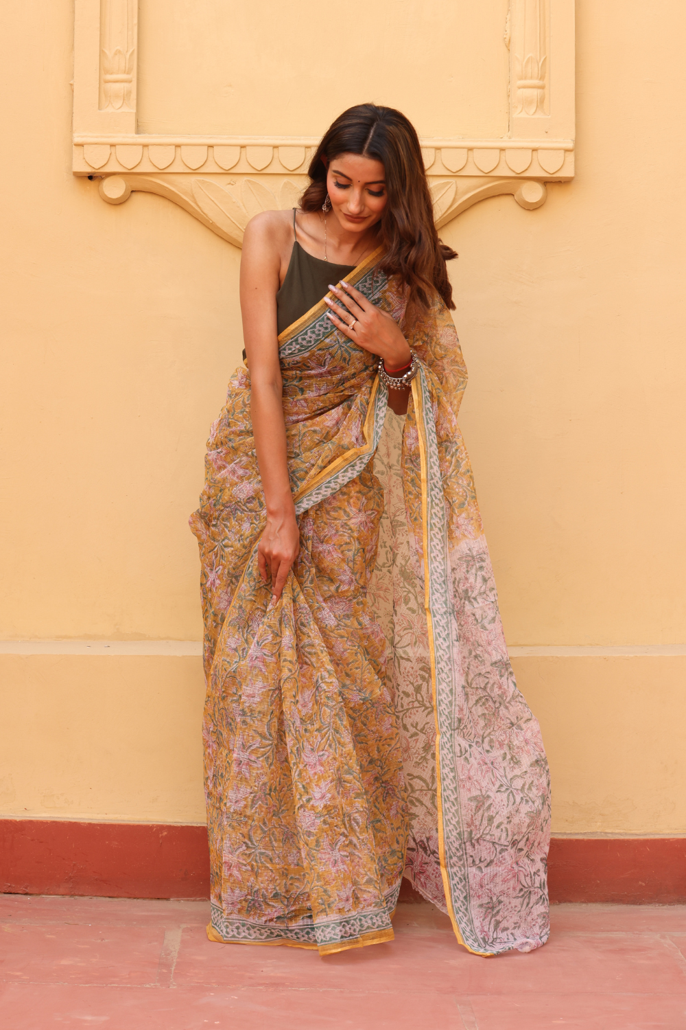 Radiant Golden Yellow Kota Doria Saree – Light, Breezy & Elegantly Traditional