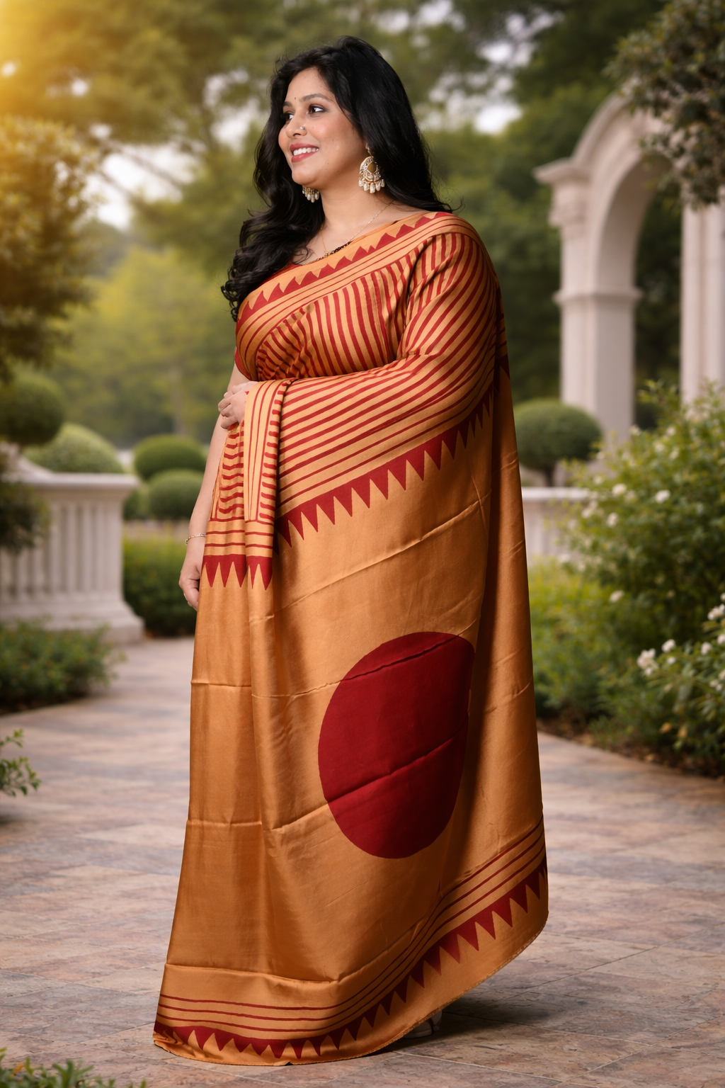Modal Silk Ajrakh Print Saree